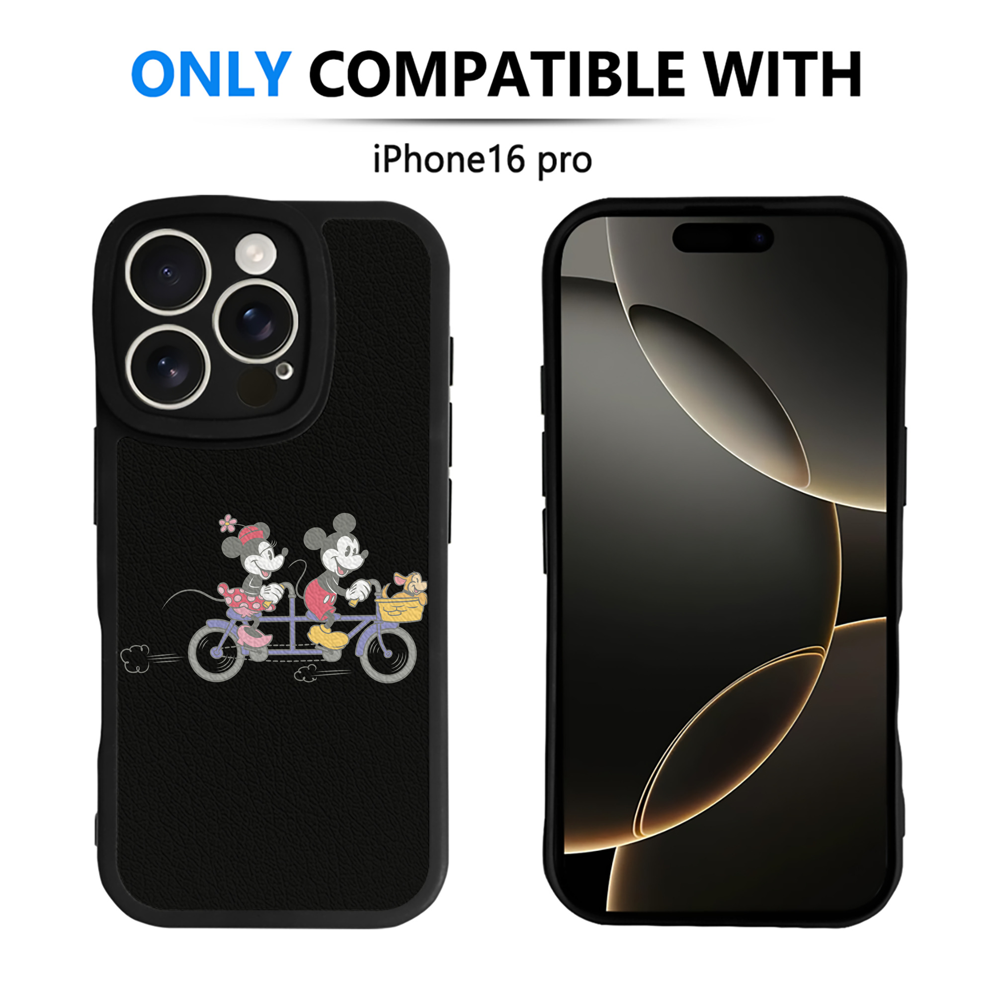 （画像用） ミッキーマウス Mickey Mouse 【iPhone 16シリーズ対応】シリコンスマホケース（レザー調） 材質：シリコン